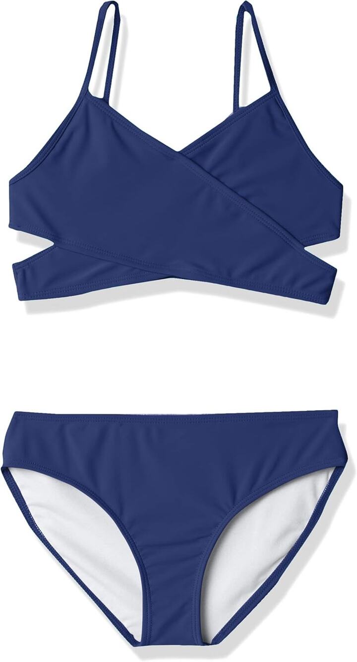 Kanu Surf Girl's 16 Coral Reef Beach Sport Wrap Around Two Piece Swimsuit I3-21